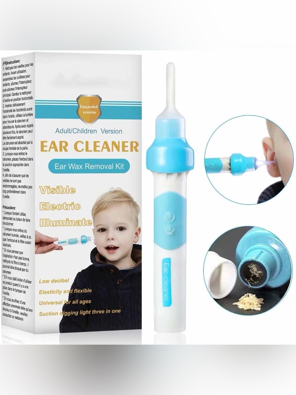 Ear Cleaner Electric Ear Wax Removal Kit for Kids - Blue